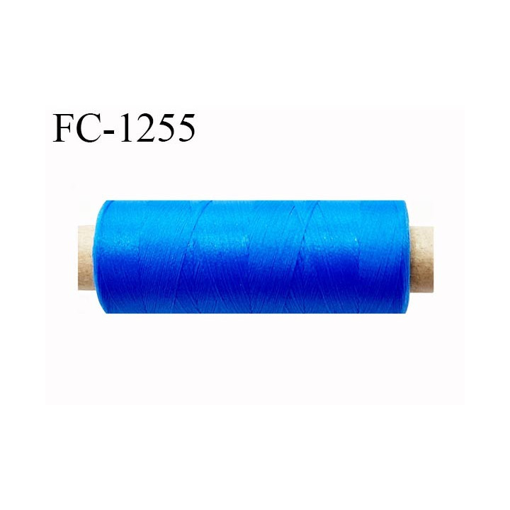 Bobine de fil 500 m mousse polyester n° 110 polyester couleur bleu lumineux longueur 500  mètres bobiné en France