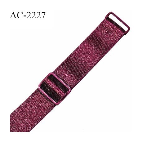 Bretelle lingerie SG 10 mm très haut de gamme avec 2 barrettes couleur grenat brillant largeur 10 mm prix à la pièce