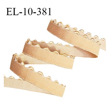 Elastique picot lingerie 10 mm haut de gamme couleur peau dorée largeur 10 mm + 2 mm de picots allongement + 150% prix au mètre