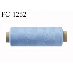 Bobine de fil 500 m mousse polyester n° 110 polyester couleur bleu ciel longueur 500 mètres bobiné en France