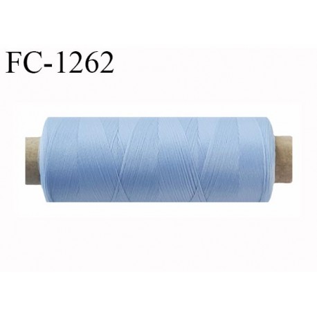 Bobine de fil 500 m mousse polyester n° 110 polyester couleur bleu ciel longueur 500 mètres bobiné en France