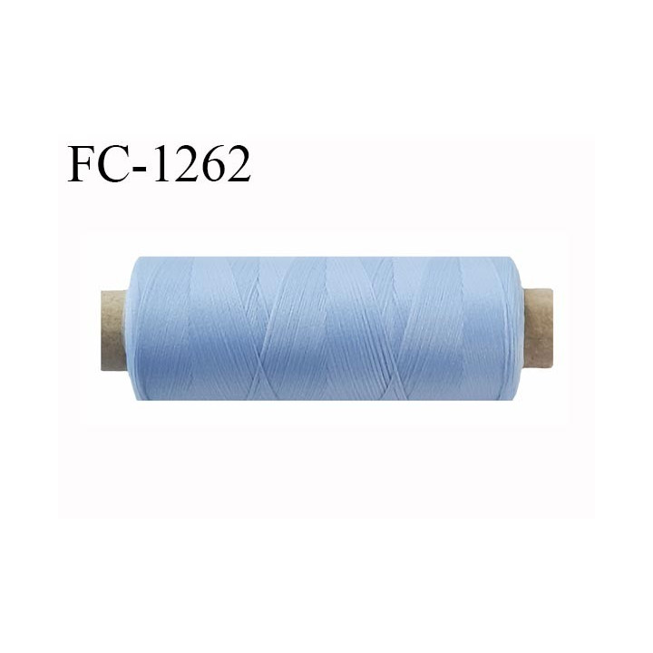Bobine de fil 500 m mousse polyester n° 110 polyester couleur  bleu ciel longueur 500  mètres bobiné en France