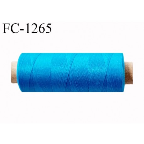 Bobine de fil 500 m mousse polyester n° 110 polyester couleur bleu turquoise longueur 500 mètres bobiné en France