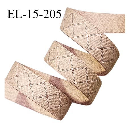 Elastique 15 mm lingerie haut de gamme couleur marron clair praline bonne élasticité doux au toucher prix au mètre