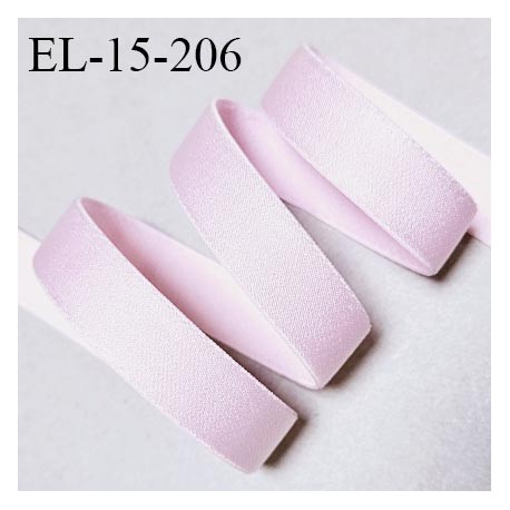 Elastique 15 mm lingerie haut de gamme couleur rose pastel brillant bonne élasticité doux au toucher prix au mètre