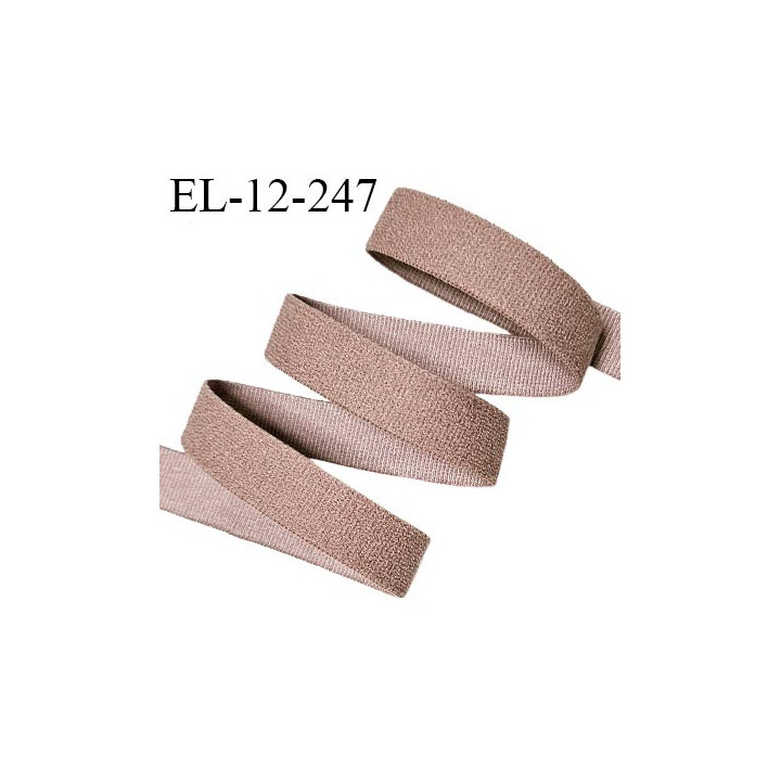 Elastique 12 mm lingerie couleur marron clair très doux au toucher style velours largeur 12 mm prix au mètre