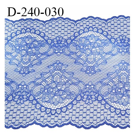 Tissu dentelle 24 cm extensible haut de gamme largeur 24 cm couleur bleu prix pour 1 mètre
