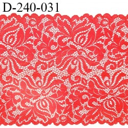 Tissu dentelle 24 cm extensible haut de gamme largeur 24 cm couleur corail prix pour 1 mètre