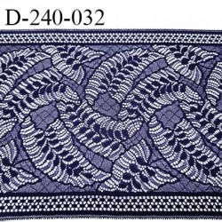 Tissu dentelle 24 cm extensible haut de gamme largeur 24 cm couleur bleu nuit prix pour 1 mètre