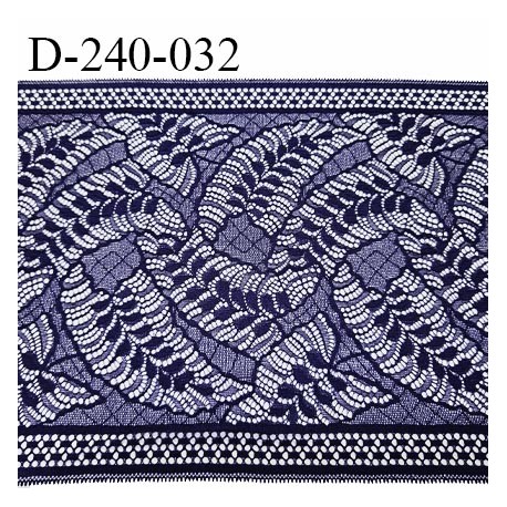 Tissu dentelle 24 cm extensible haut de gamme largeur 24 cm couleur bleu nuit prix pour 1 mètre