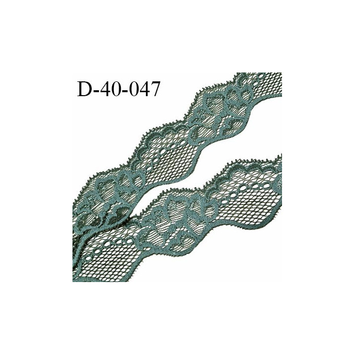 Dentelle 40 mm lycra extensible couleur vert kaki largeur 40 mm prix au mètre