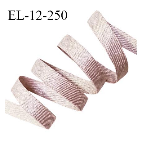 Elastique lingerie 12 mm haut de gamme couleur brume rosée brillant largeur 12 mm très doux au toucher prix au mètre