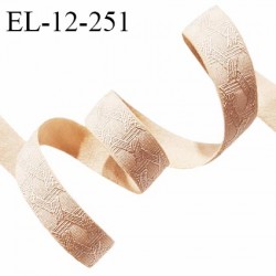 Elastique lingerie 12 mm haut de gamme couleur beige doré avec motifs largeur 12 mm allongement +70% prix au mètre