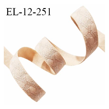 Elastique lingerie 12 mm haut de gamme couleur beige doré avec motifs largeur 12 mm allongement +70% prix au mètre