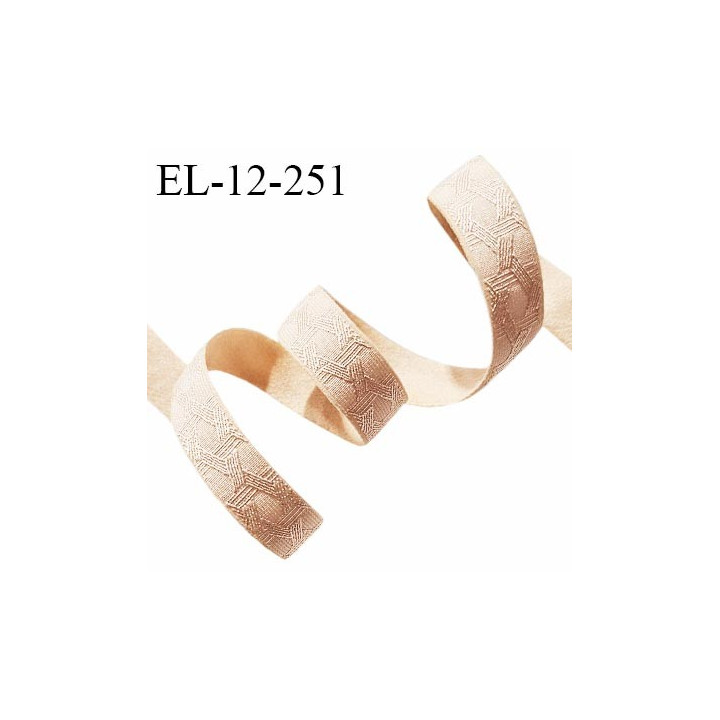 Elastique lingerie 12 mm haut de gamme couleur beige doré avec motifs largeur 12 mm allongement +70% prix au mètre