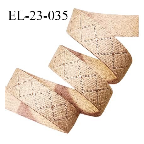 Elastique 23 mm lingerie haut de gamme couleur marron clair praline bonne élasticité doux au toucher prix au mètre