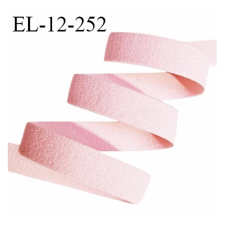 Elastique 12 mm lingerie couleur rose pastel très doux au toucher style velours largeur 12 mm prix au mètre