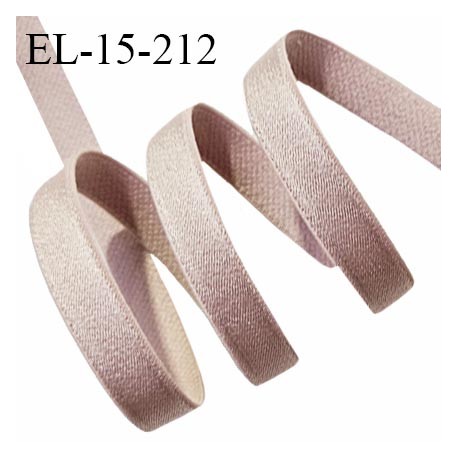 Elastique lingerie 15 mm haut de gamme couleur brume rosée brillant largeur 15 mm très doux au toucher prix au mètre