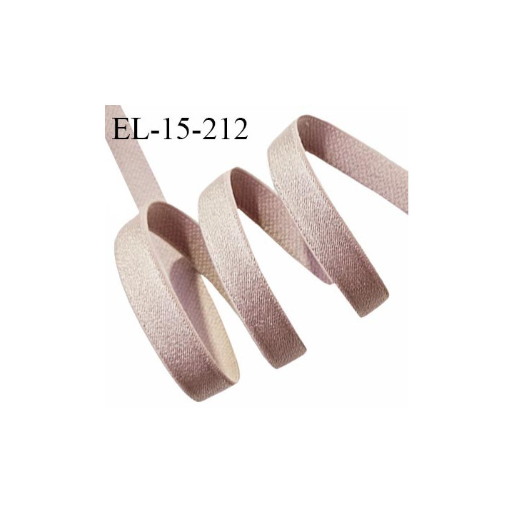 Elastique lingerie 15 mm haut de gamme couleur brume rosée brillant largeur 15 mm très doux au toucher prix au mètre