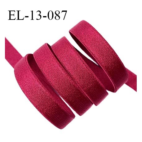 Elastique 13 mm lingerie couleur rouge cerise brillant allongement +60% largeur 13 mm prix au mètre