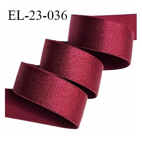 Elastique 22 mm lingerie haut de gamme couleur bordeaux brillant bonne élasticité très doux au toucher prix au mètre