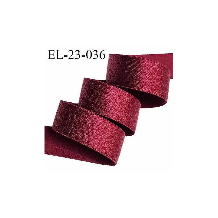 Elastique 22 mm lingerie haut de gamme couleur bordeaux brillant bonne élasticité très doux au toucher prix au mètre