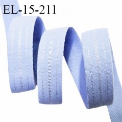 Elastique lingerie 15 mm haut de gamme couleur bleu largeur 15 mm très doux au toucher allongement +60% prix au mètre