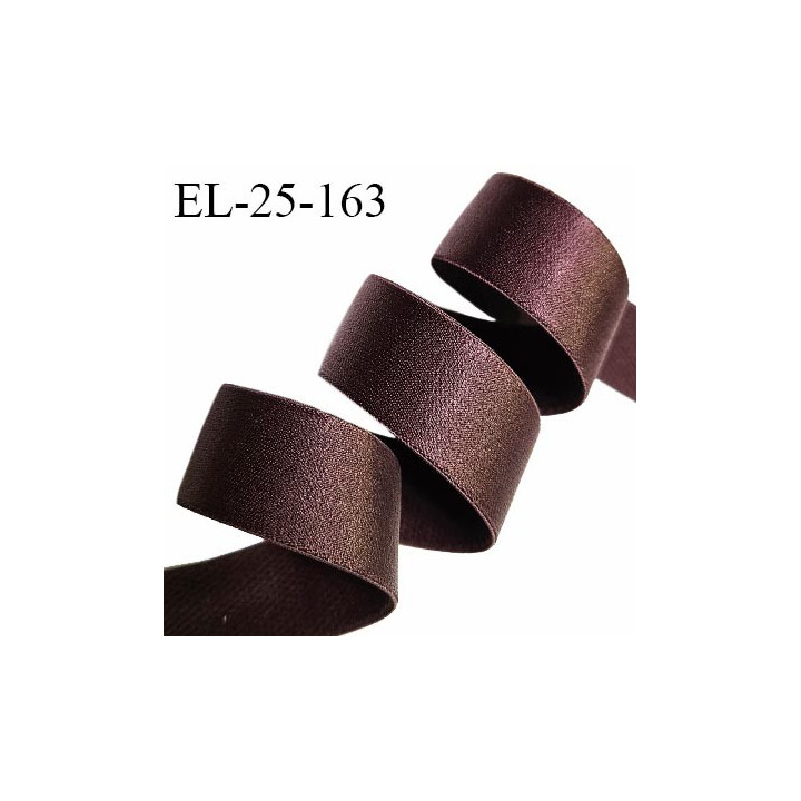 Elastique 25 mm lingerie haut de gamme couleur marron tirant sur le prune brillant bonne élasticité prix au mètre