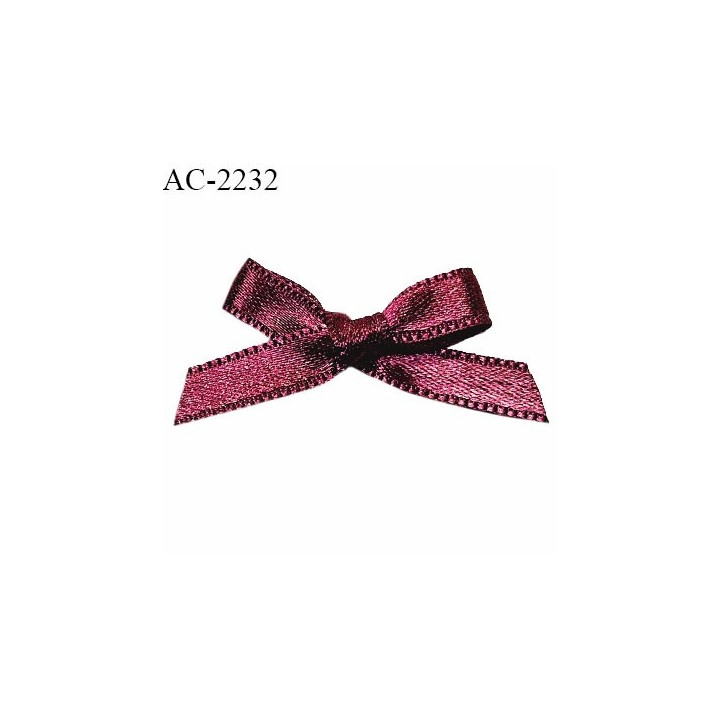 Noeud lingerie satin haut de gamme couleur bordeaux largeur 30 mm hauteur 15 mm prix à l'unité