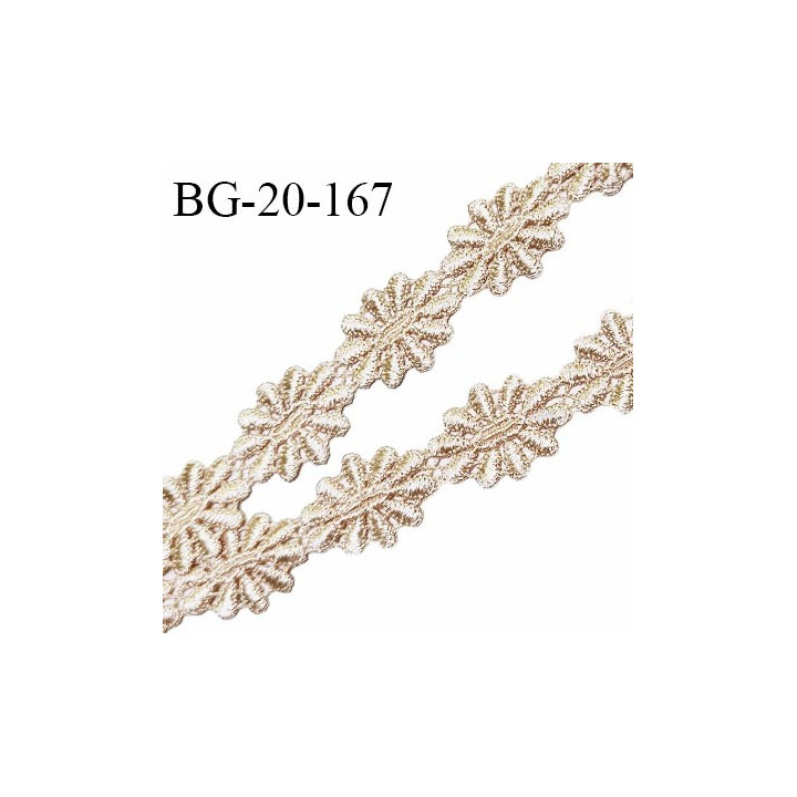 Galon guipure 20 mm couleur champagne motif fleurs largeur 20 mm prix au mètre