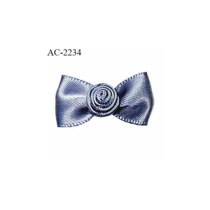 Noeud lingerie satin haut de gamme couleur bleu gris largeur 30 mm hauteur 15 mm prix à l'unité