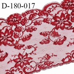 Dentelle broderie haut de gamme extensible couleur rouge foncé largeur 18 cm prix au mètre