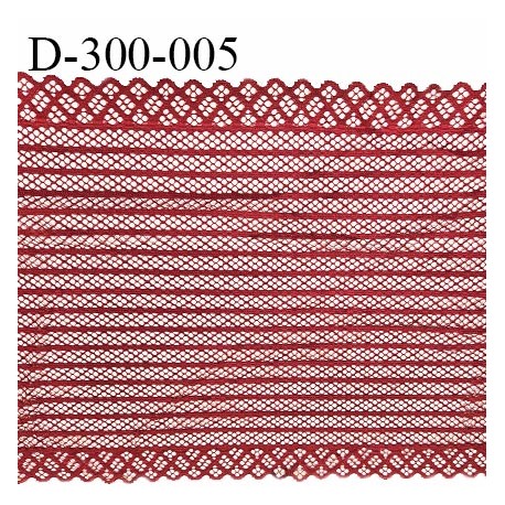 Tissu dentelle 30 cm extensible haut de gamme couleur rouge foncé largeur 30 cm prix pour 1 mètre de longueur