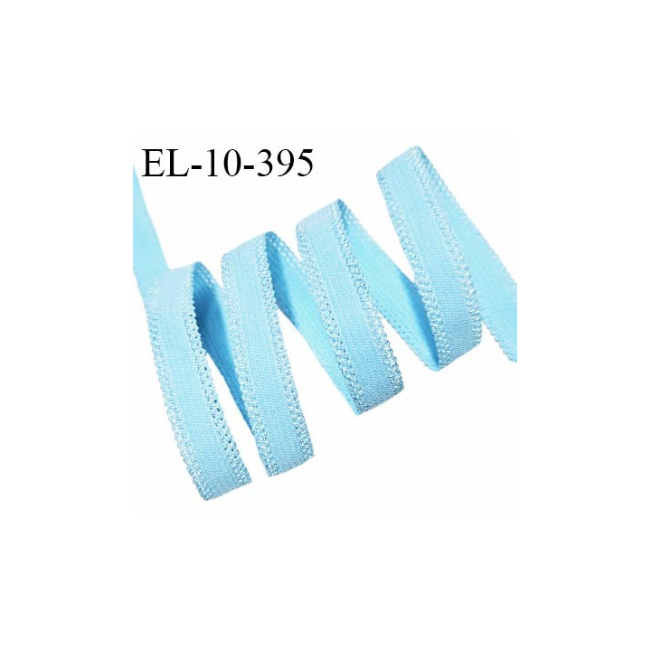 Elastique picot lingerie 10 mm haut de gamme couleur bleu élastique souple et fin allongement +200% largeur 10 mm prix au mètre