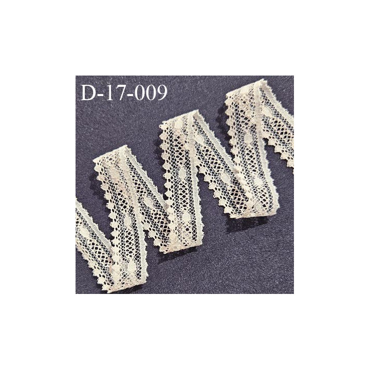 Dentelle 17 mm haut de gamme non extensible couleur rose très pâle dentelle fine largeur 17 mm prix au mètre