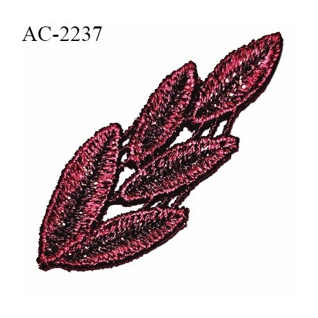 Guipure décor ornement spécial lingerie haut de gamme motif à coudre couleur bordeaux longueur 6 cm largeur 2 cm