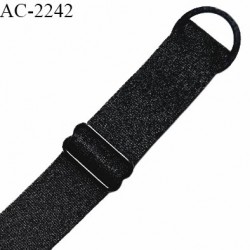 Bretelle lingerie SG 18 mm très haut de gamme avec 1 anneau et 1 barrette couleur noir brillant prix à la pièce