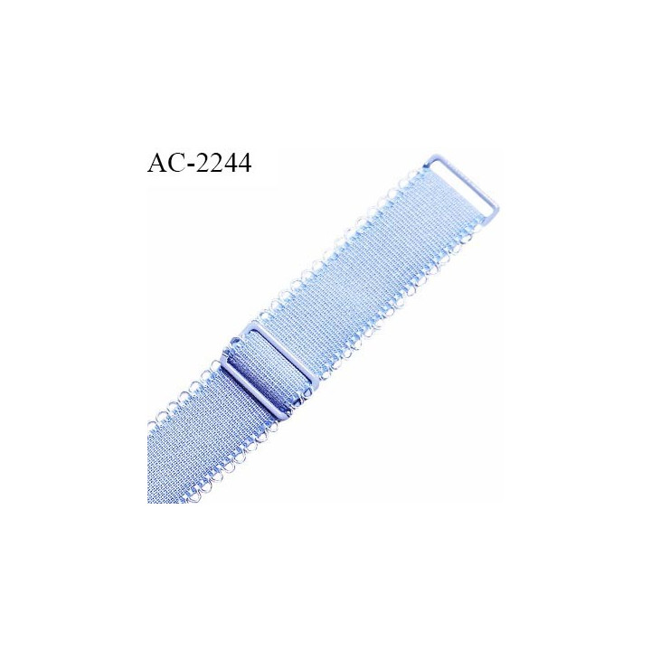 Bretelle lingerie picot SG 18 mm très haut de gamme avec 2 barrettes couleur bleu ciel prix à la pièce