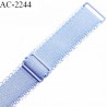 Bretelle lingerie picot SG 18 mm très haut de gamme avec 2 barrettes couleur bleu ciel prix à la pièce