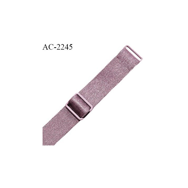 Bretelle lingerie picot SG 15 mm très haut de gamme avec 2 barrettes couleur eau de rose brillant prix à la pièce