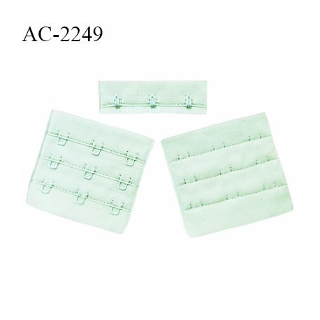 Agrafe 57 mm attache SG haut de gamme couleur vert pastel clair 3 rangées 3 crochets largeur 57 mm hauteur 55 mm prix à l'unité