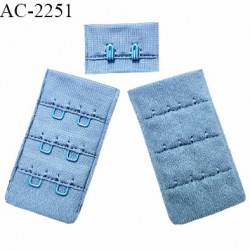 Agrafe 30 mm attache SG haut de gamme couleur bleu 3 rangées 2 crochets très doux au toucher prix au mètre