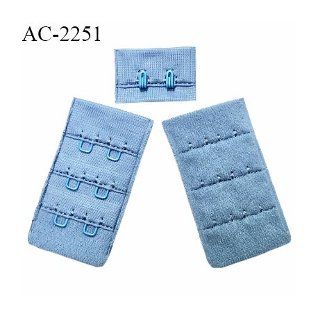 Agrafe 30 mm attache SG haut de gamme couleur bleu  3 rangées 2 crochets très doux au toucher prix au mètre