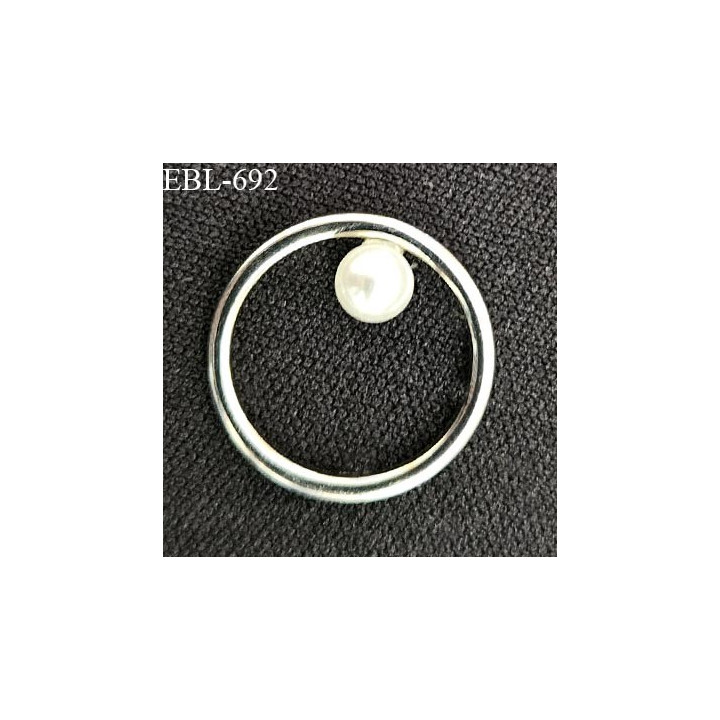 Anneau de réglage et décor 12 mm en métal couleur argent avec une perle diamètre intérieur 12 mm prix à l'unité