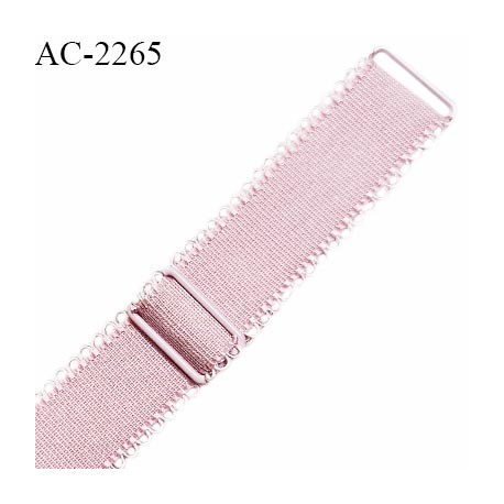 Bretelle lingerie picot SG 18 mm très haut de gamme avec 2 barrettes couleur rose pastel prix à la pièce