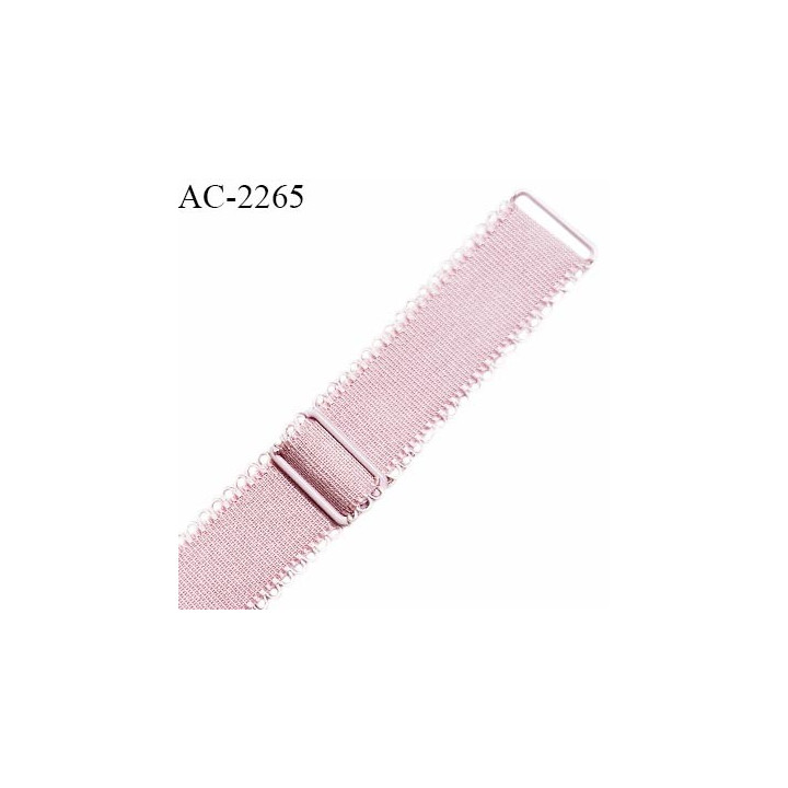 Bretelle lingerie picot SG 18 mm très haut de gamme avec 2 barrettes couleur rose pastel prix à la pièce