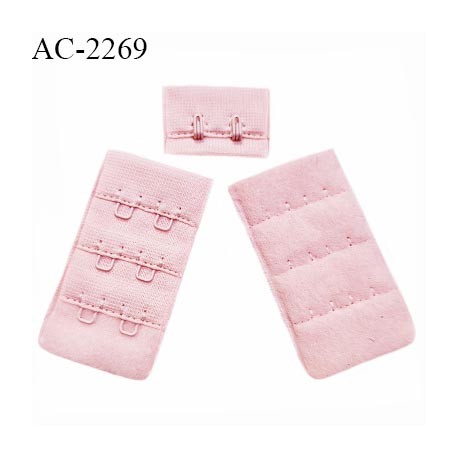 Agrafe 30 mm attache SG haut de gamme couleur rose clair 3 rangées 2 crochets très doux au toucher prix au mètre