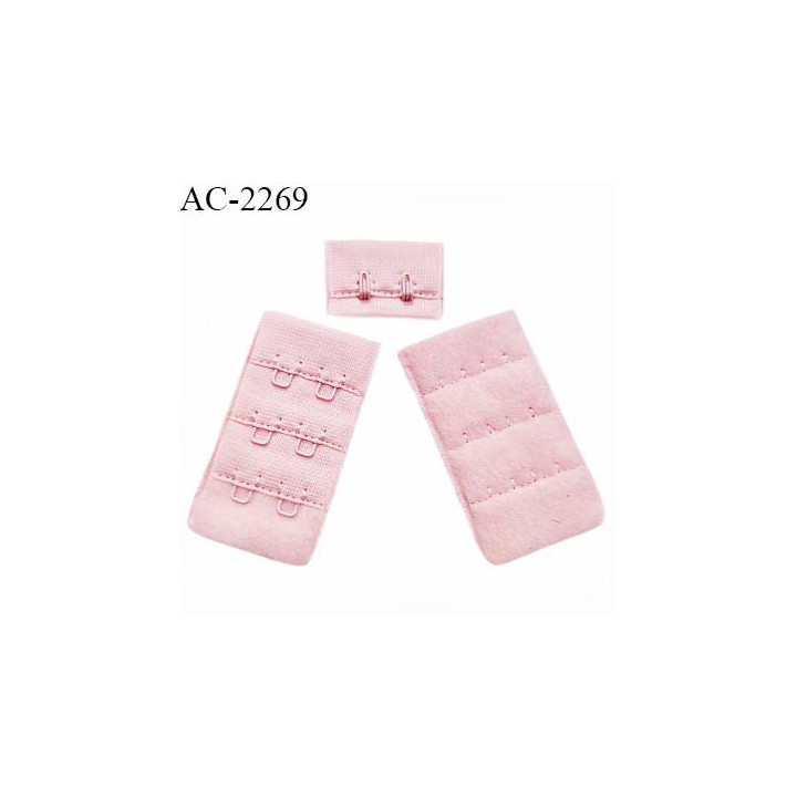 Agrafe 30 mm attache SG haut de gamme couleur rose clair 3 rangées 2 crochets très doux au toucher prix au mètre