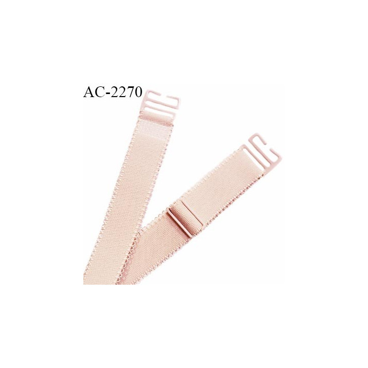 Bretelle lingerie SG 10 mm très haut de gamme couleur chair rosée avec 1 barrette et 2 crochets prix à la pièce