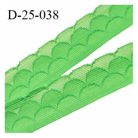 Dentelle 25 mm lycra extensible couleur vert largeur 25 mm prix au mètre